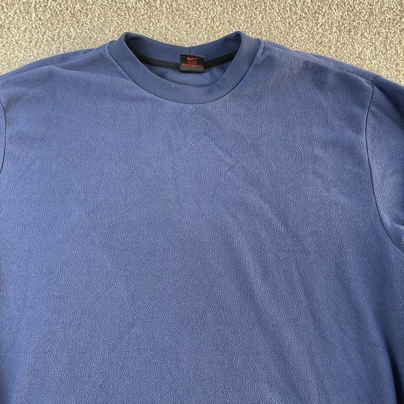 Y2K Nike Sweatshirt Mens XL Blue Fleece Pullover Crewneck Solid Blank Casual Top - Picture 2 of 9